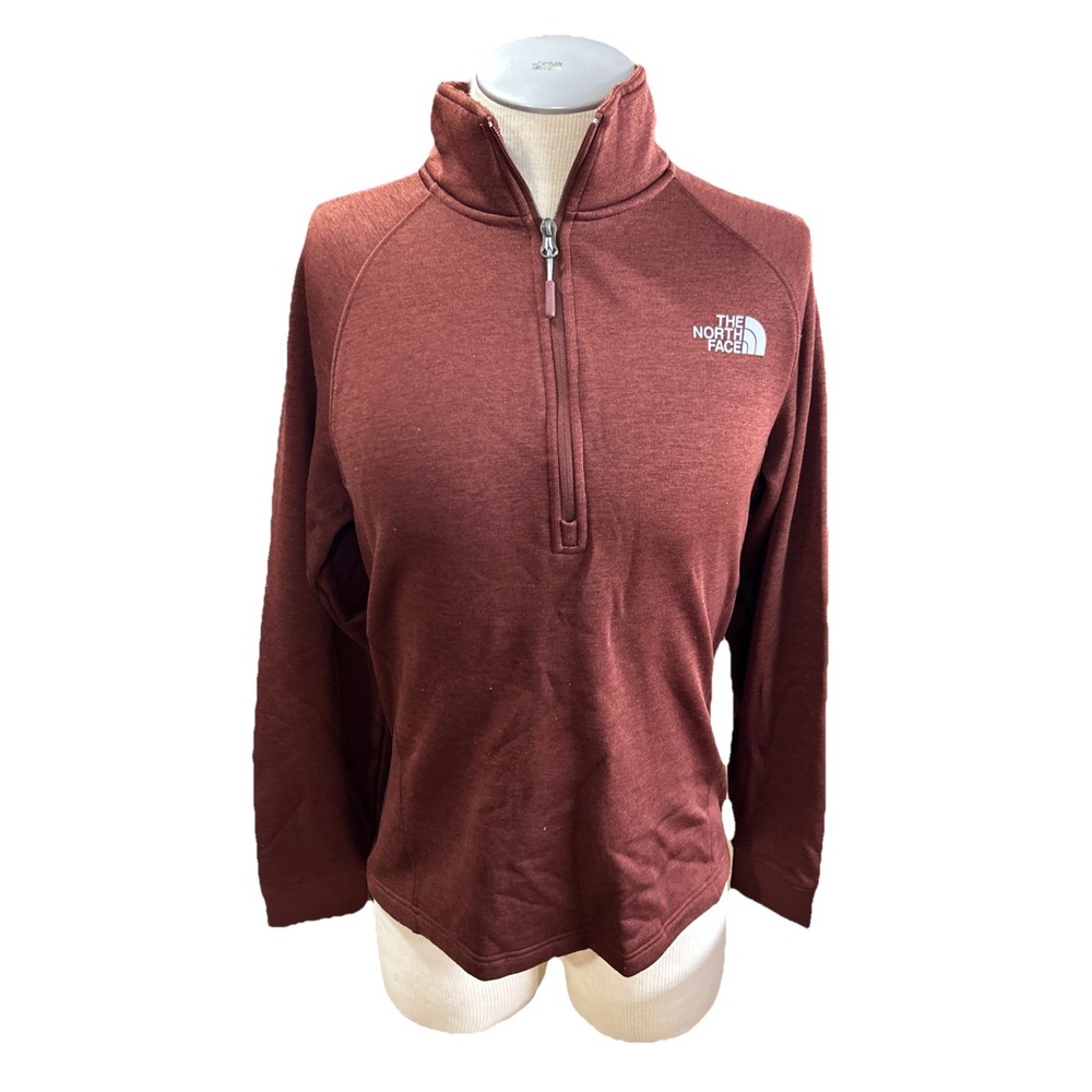 The North Face mens Sweatshirt 1/4 Zip M Pullover Brown Moch Neck Active Wear